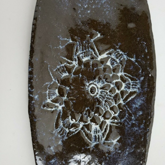 Handmade Modern Art Pottery Floral Tray Platter - Picture 3 of 7